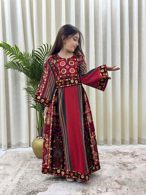 Red Embroidery Tatreez Majdalwi Thobe