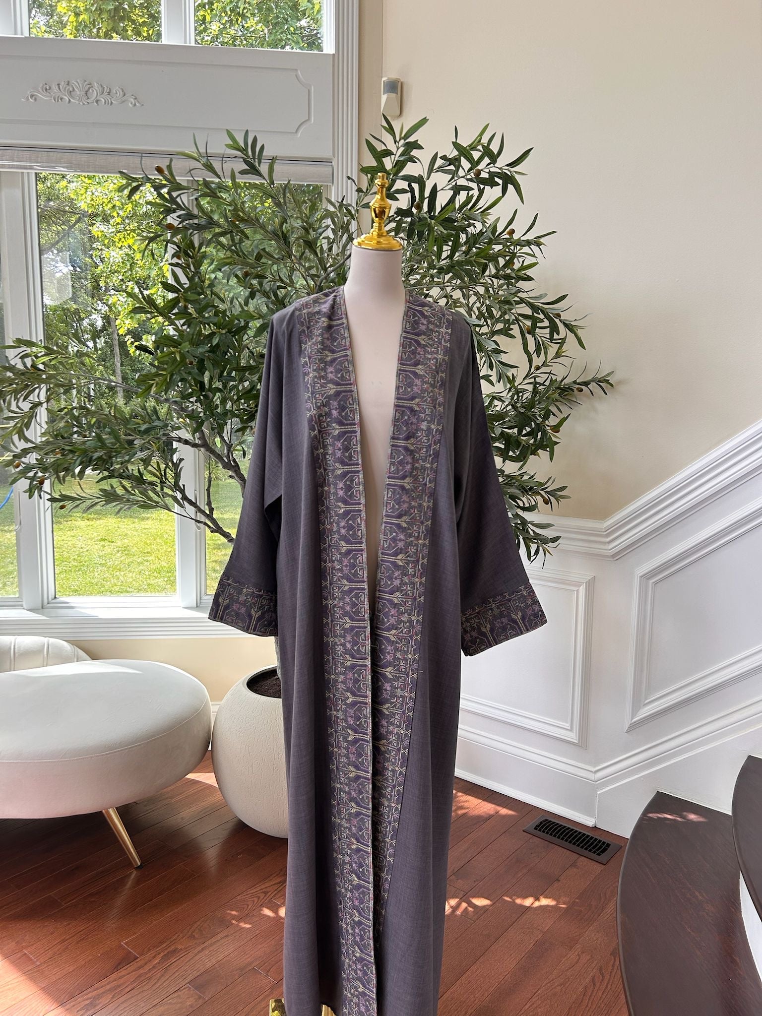 Purple Tatreez Elegance Cardigan Abaya