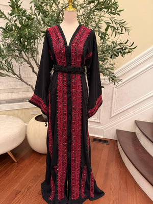 Black Embellished Rose Royale Kuftan