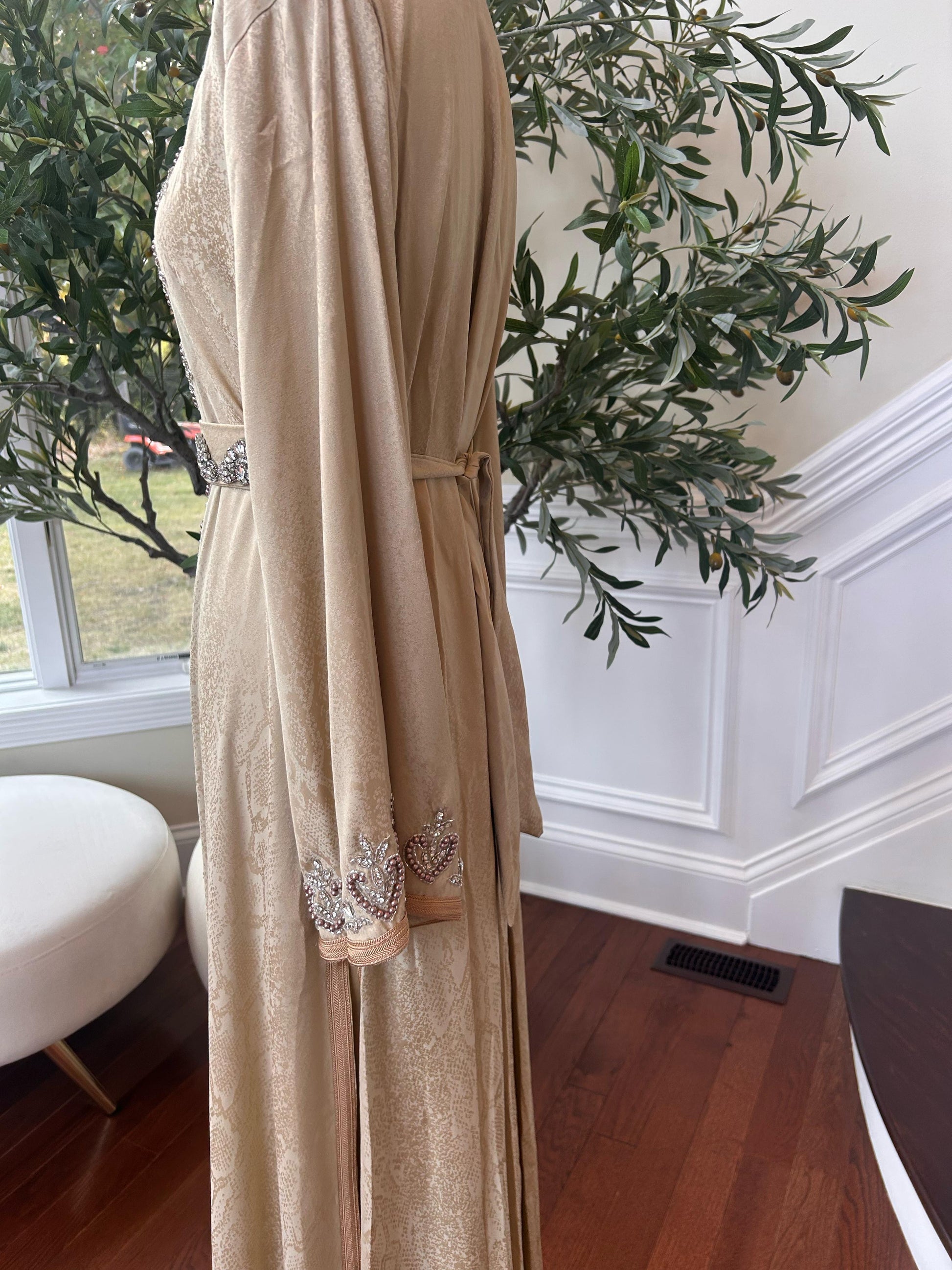 Golden Yellow Elegance Beaded Kuftan