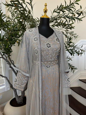 Grey Radiance Beaded Modern Kuftan