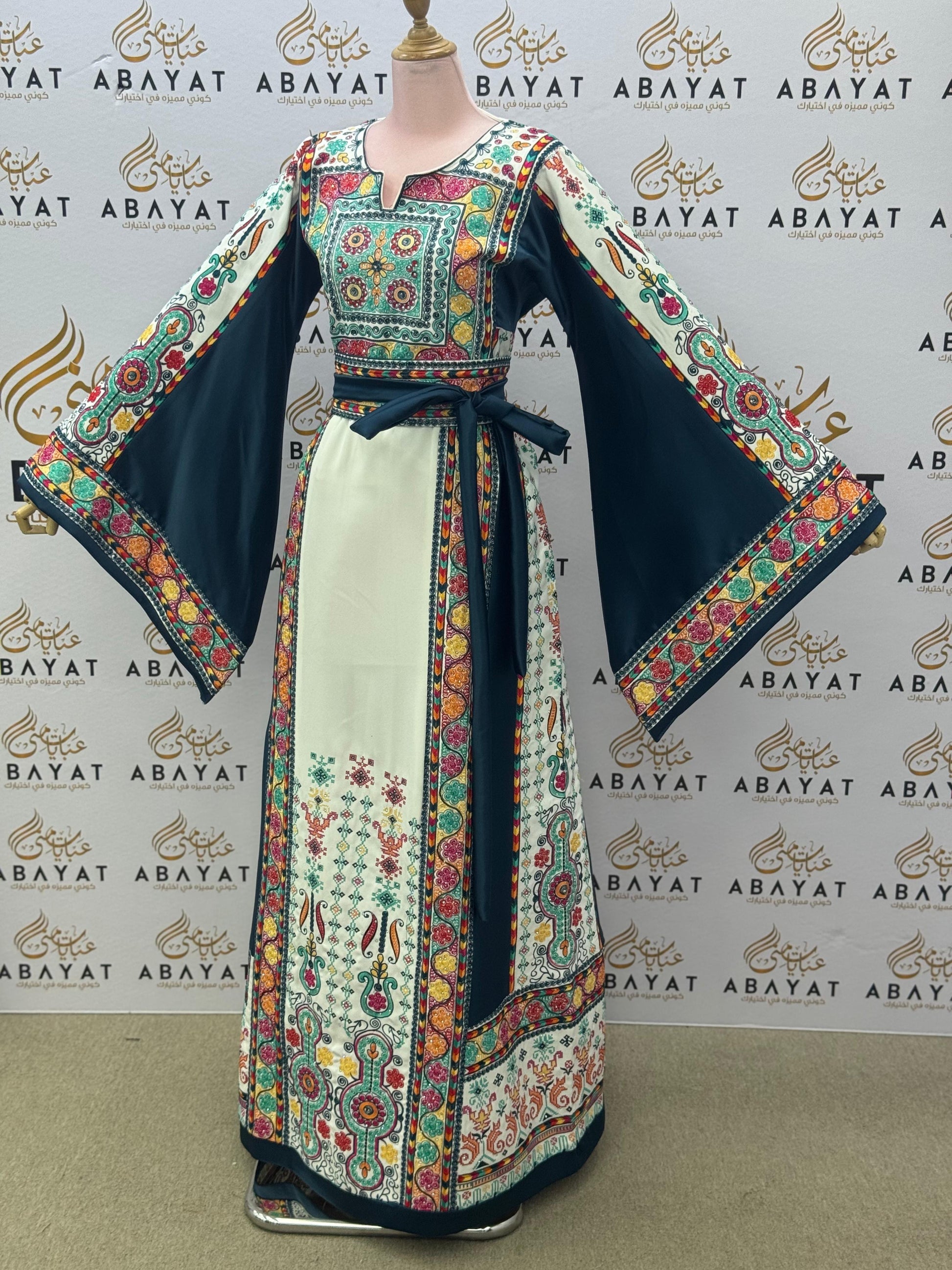 Teal & Ivory Palestinian Tatreez Thobe