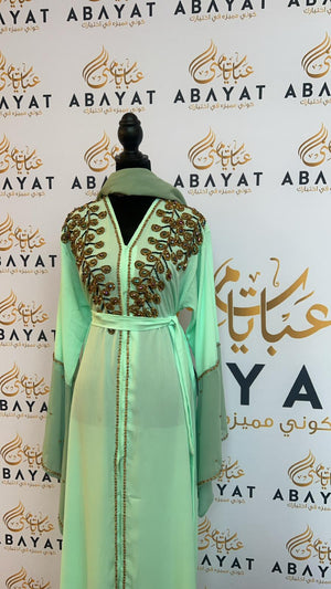 Mint Green Designed Abaya #8097663