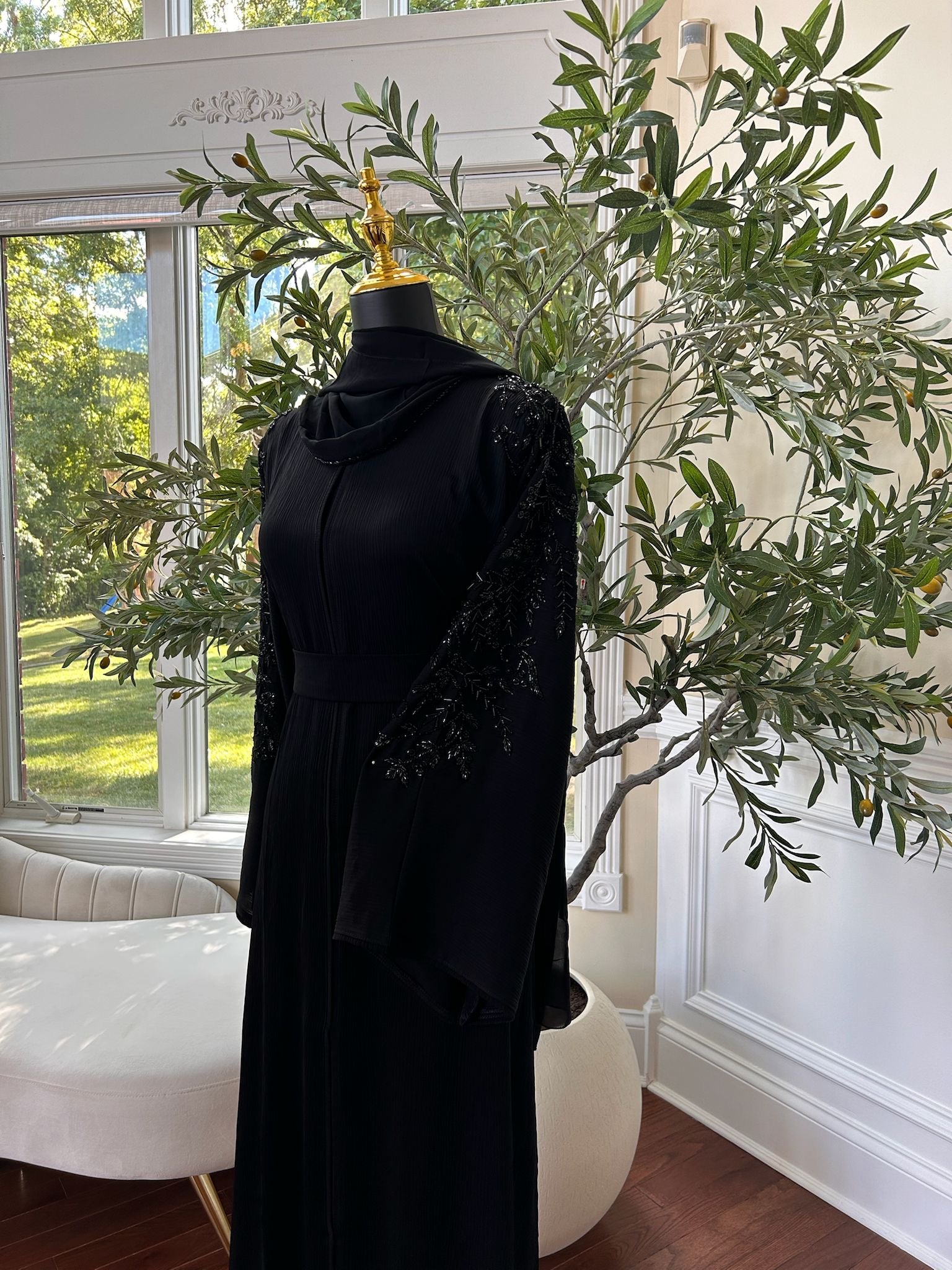 Black Midnight Sleeve Charm Abaya