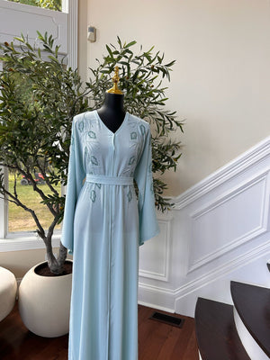 Baby Blue Design Charm Abaya