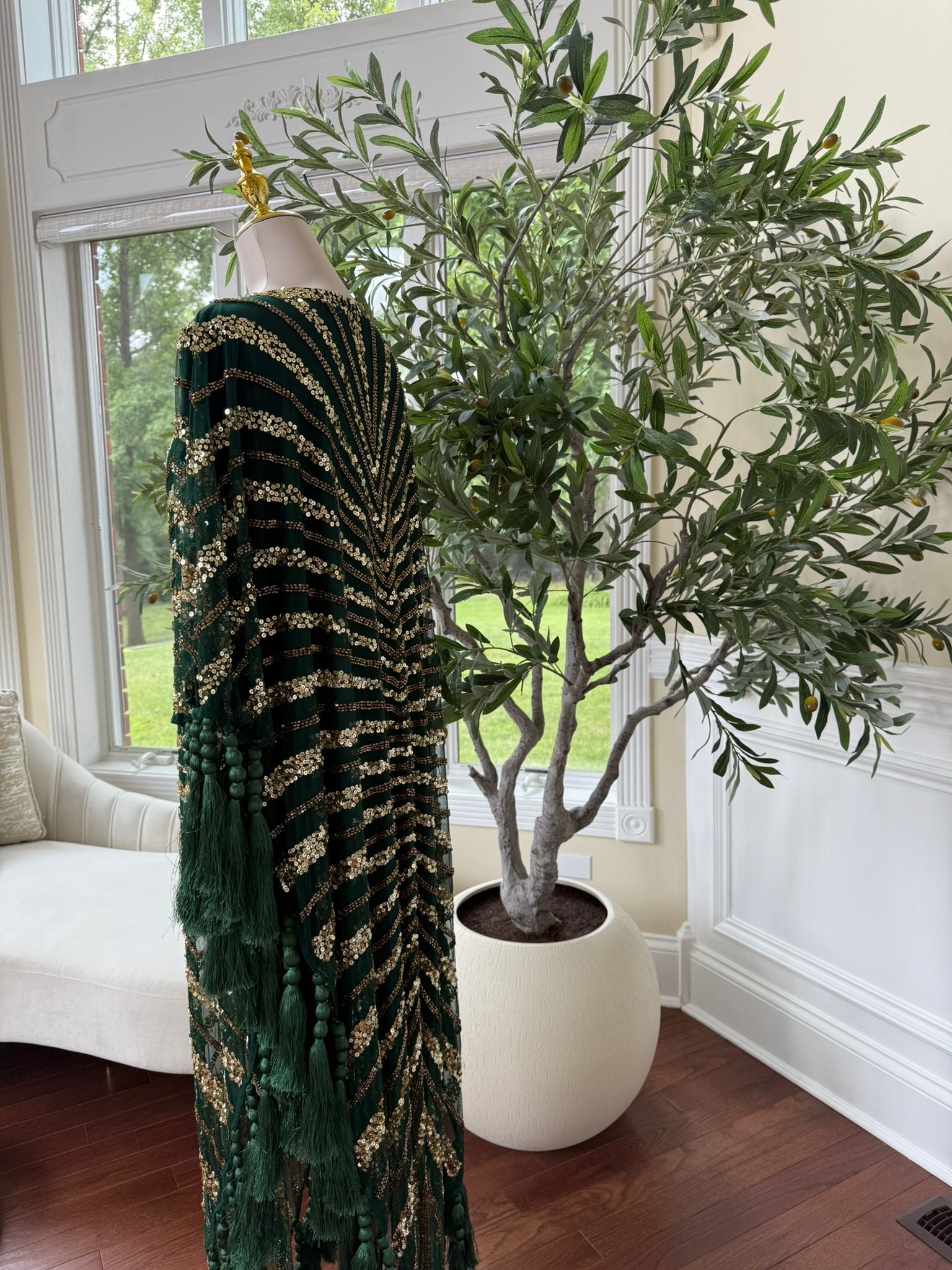 Golden Green Majestic Bling Abaya
