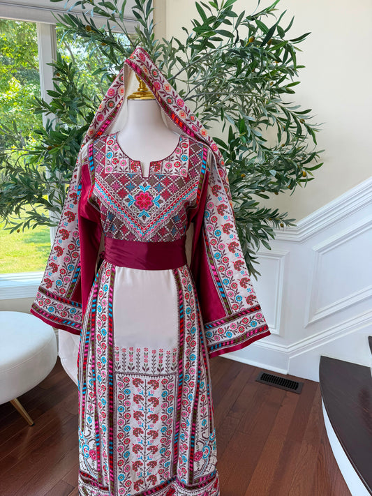 Cream Embroidery Tatreez Thobe