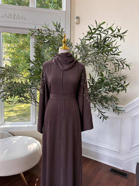Elegant Muave Floral Design Abaya