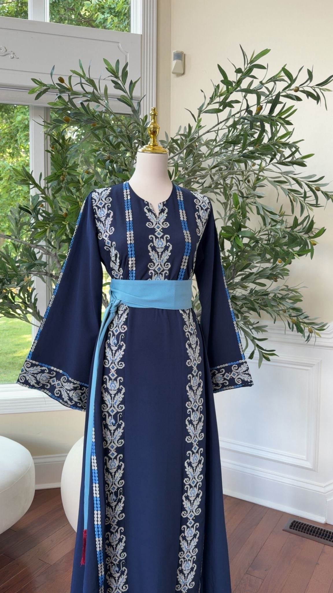 Blue Tatreez Embroidery Thobe 431