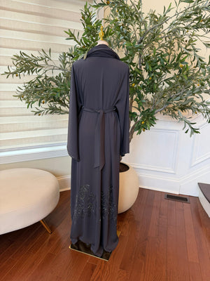Moonlight Gray Beaded Abaya