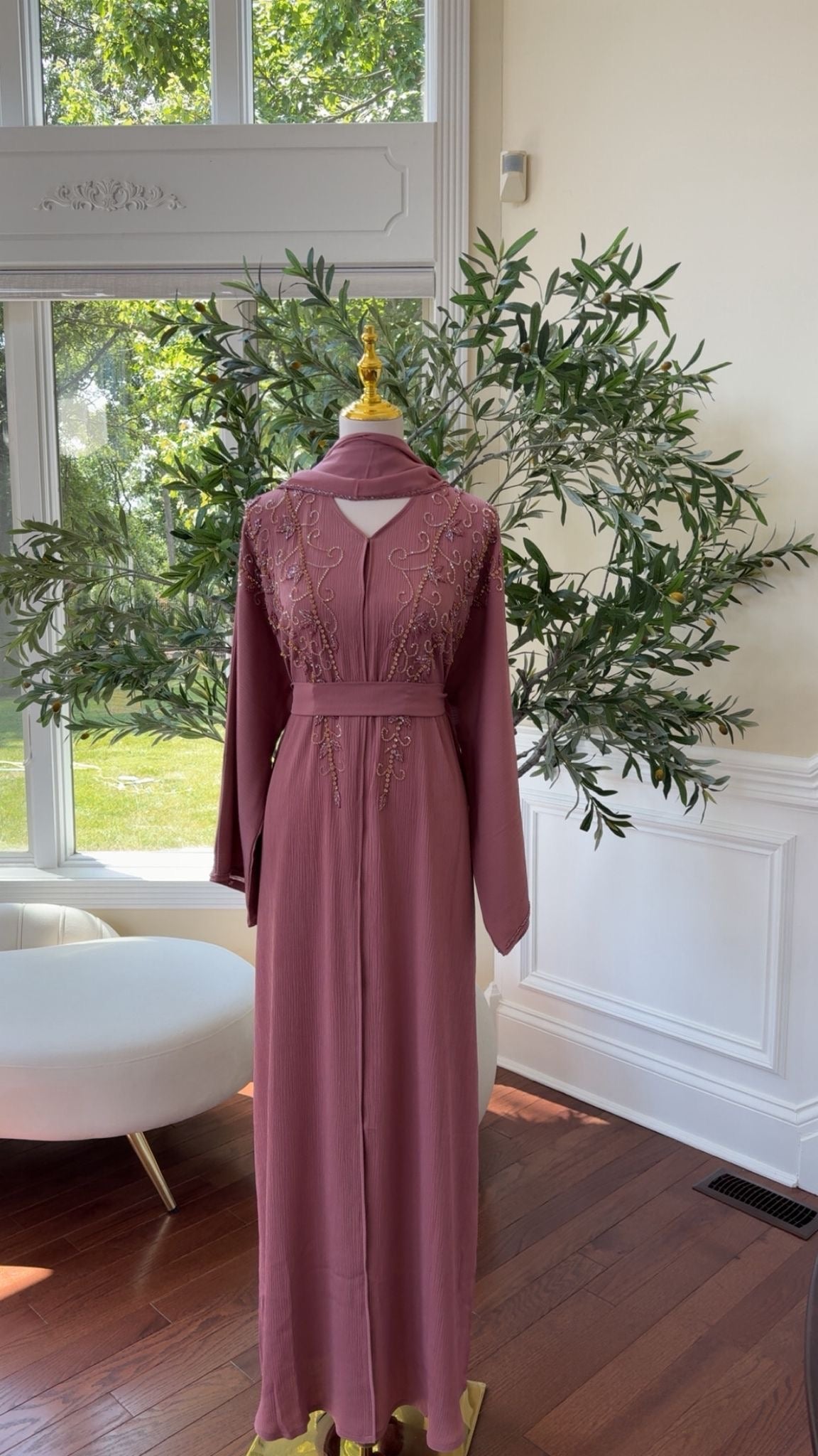 Rose Pink Floral Abaya