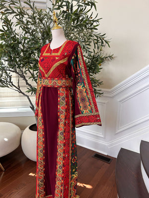 Burgundy Tatreez Embroidery Thobe