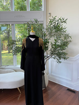 Golden Black Stone Abaya