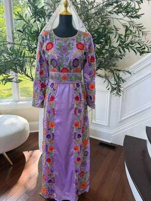 Lavender Floral Beaded Stone Thobe