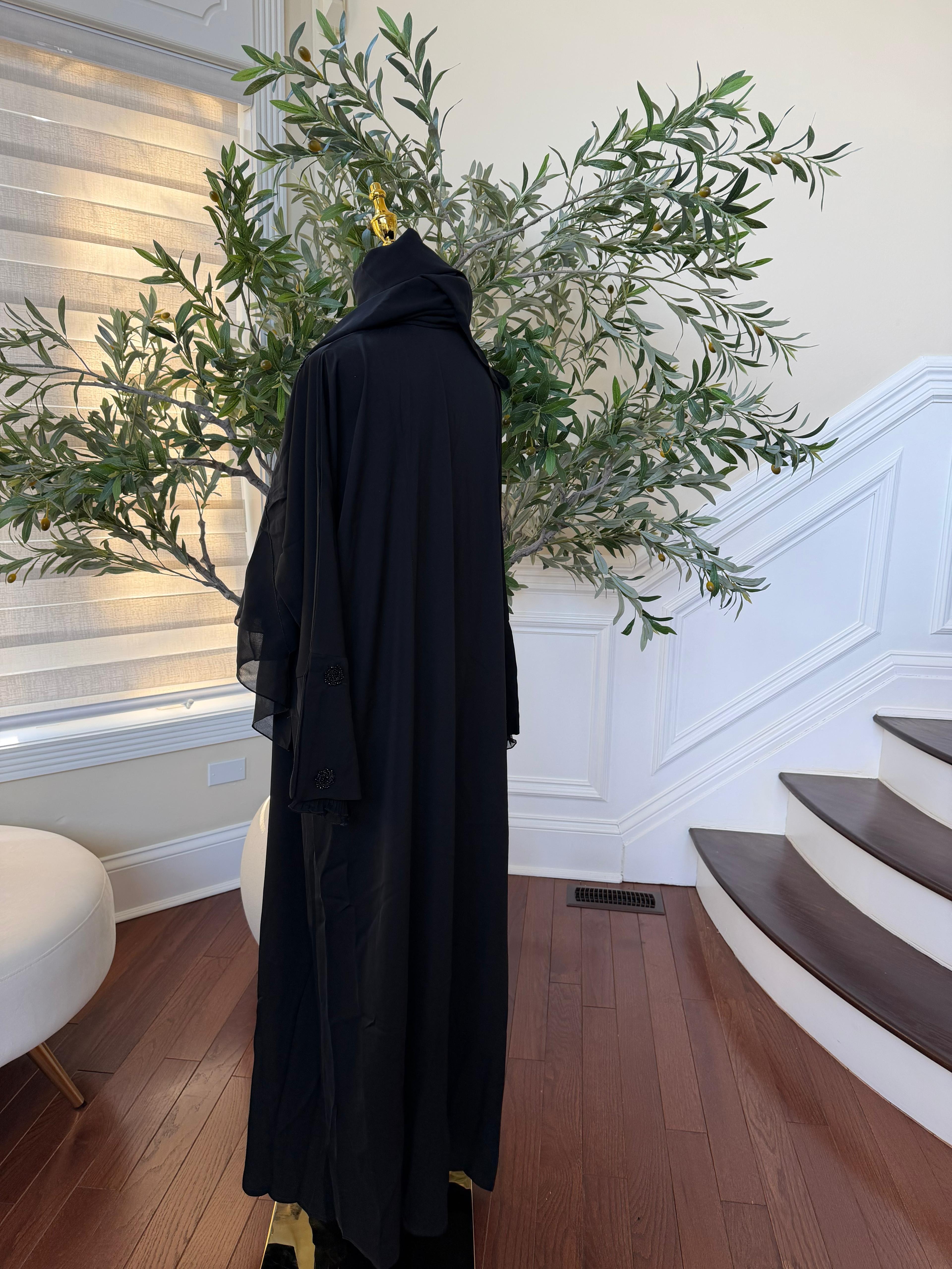 Black Rose Bloom Abaya