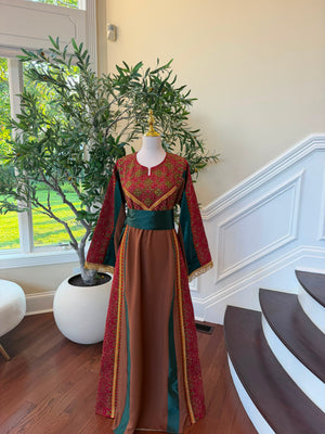 Brown Embroidery Elegance Tatreez Thobe