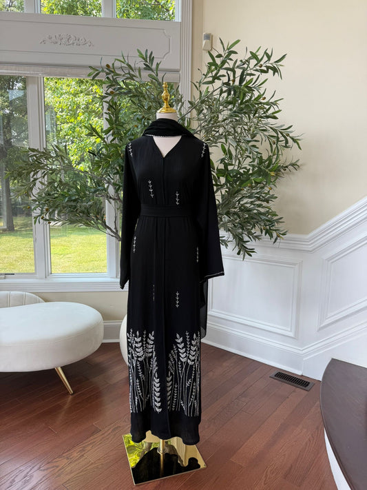 Black Floral Luxe Abaya