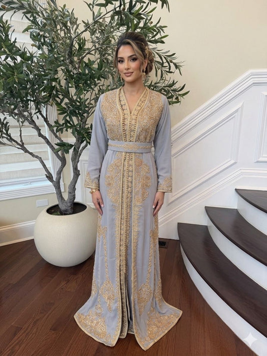 Grey Golden Charm Luxe Kuftan