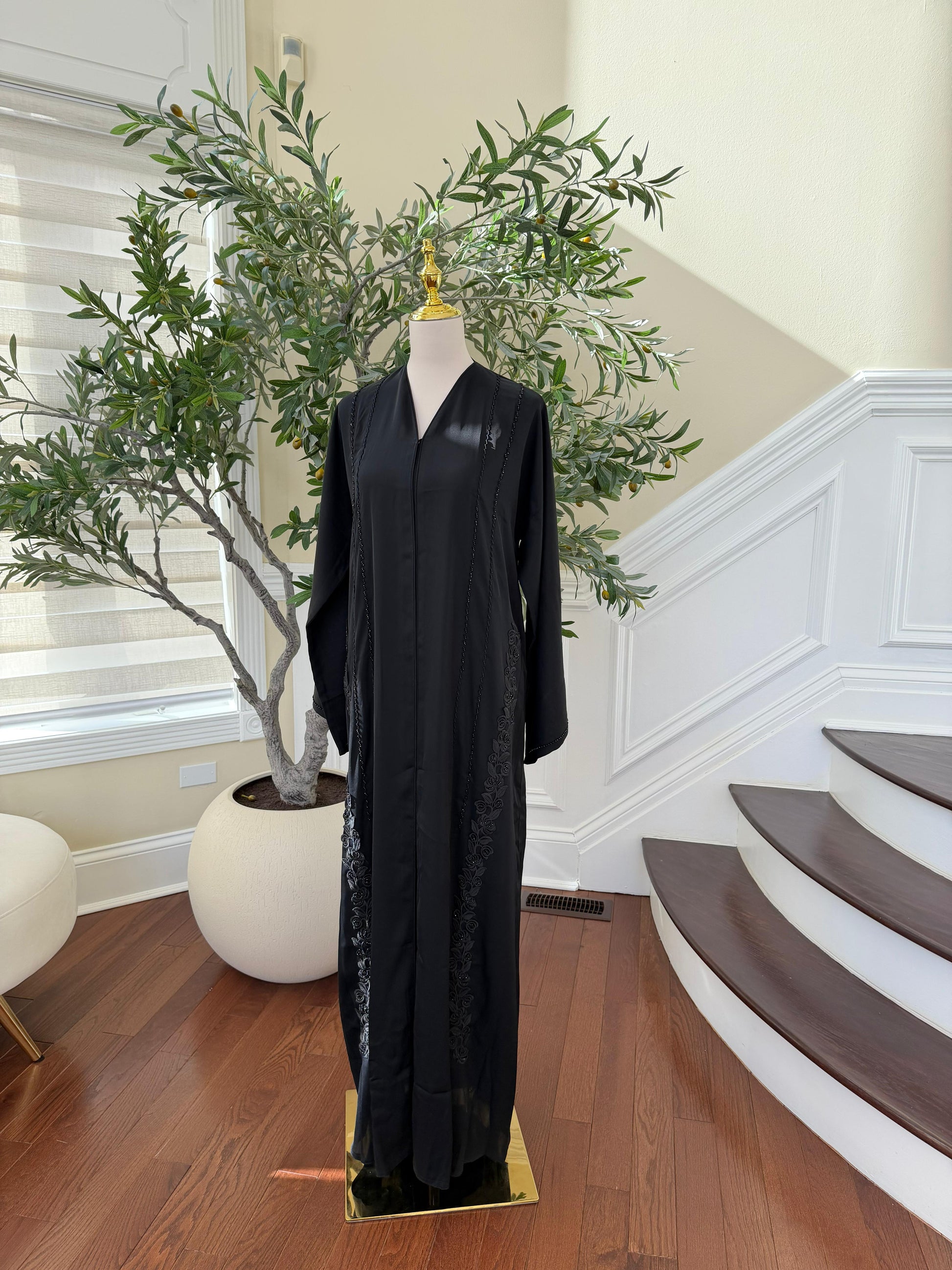 Serene Blossom Black Abaya