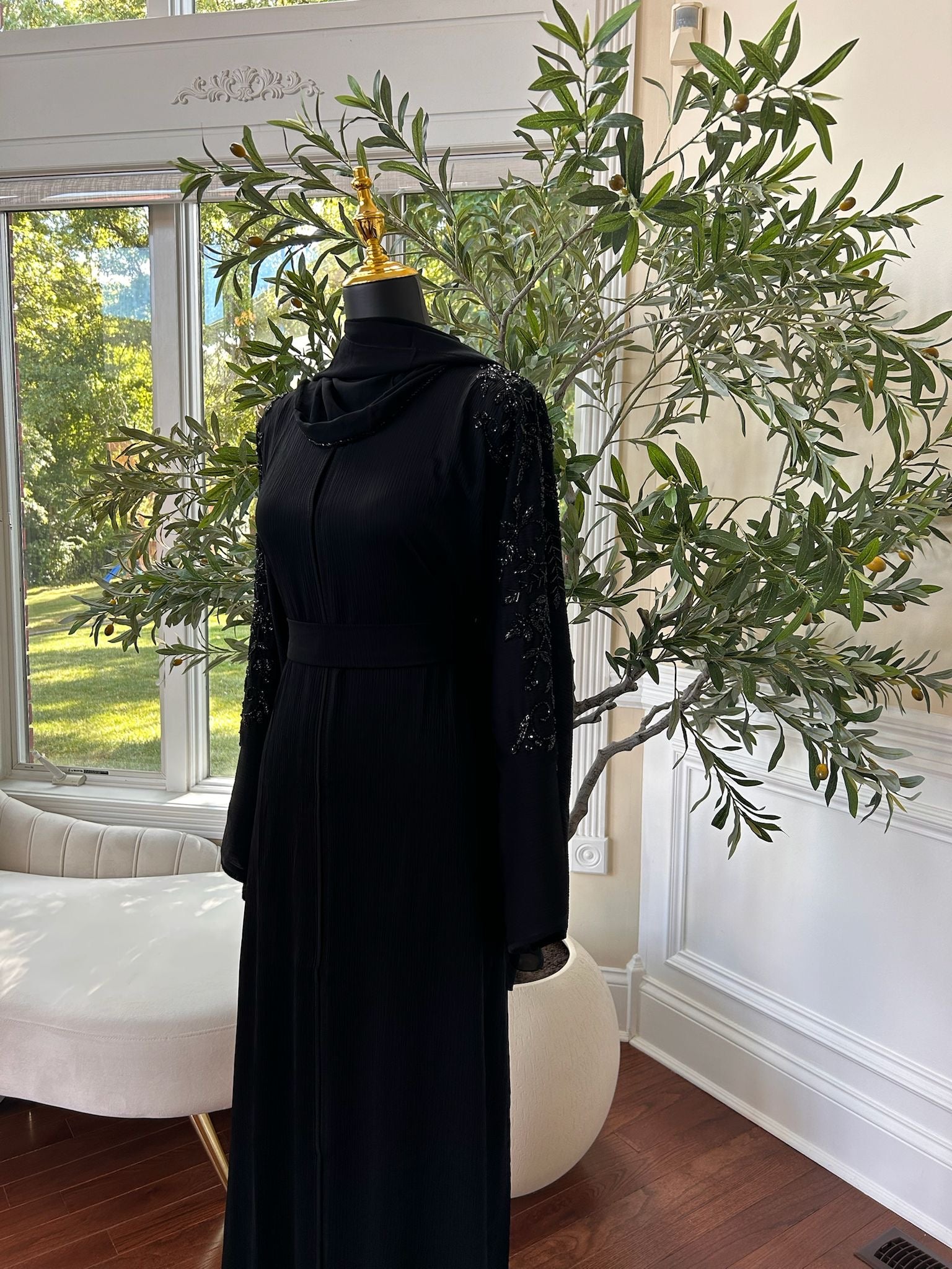 Black Midnight Sleeve Charm Abaya
