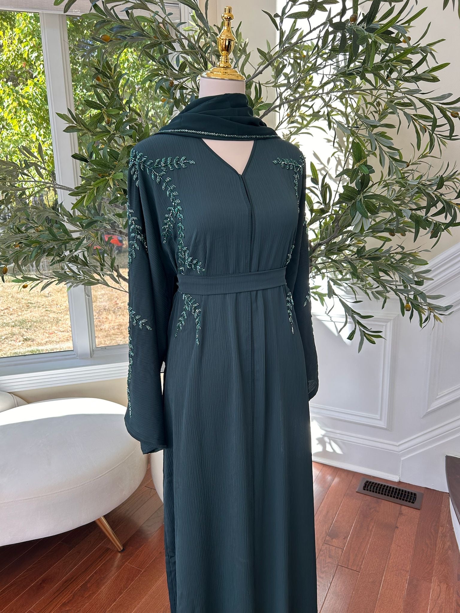 Emerald Green Rose Abaya