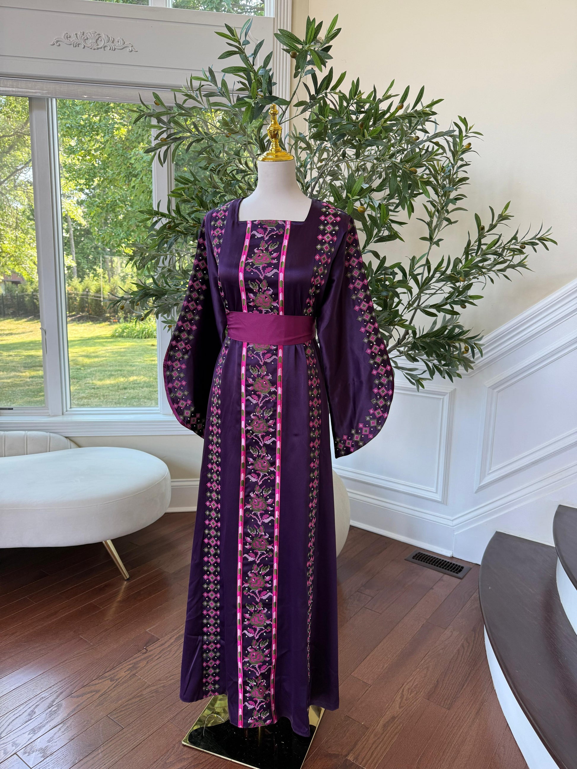 Purple Satin Tatreez Thobe