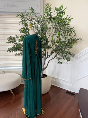 Emerald Green Golden Cardigan Abaya
