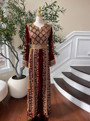 Golden Red Beaded Stone Thobe