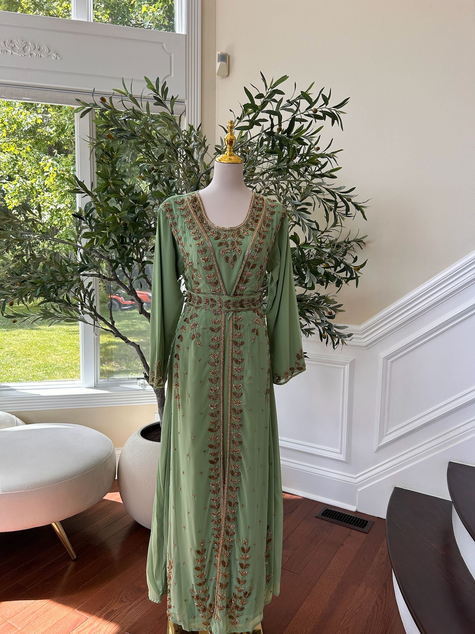 Mint Green Golden Charm Kuftan