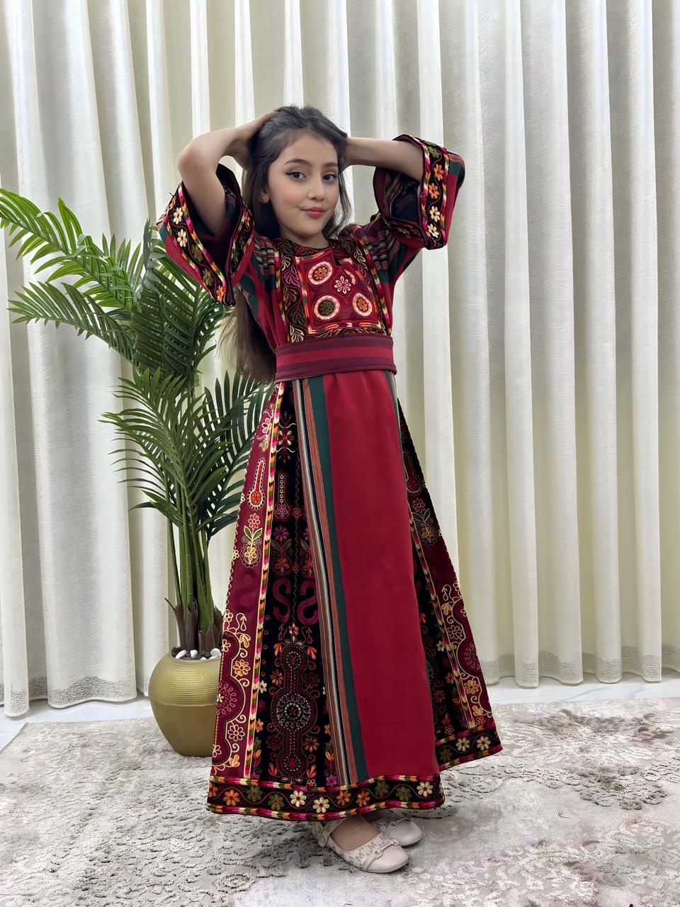 Red Embroidery Tatreez Majdalwi Thobe