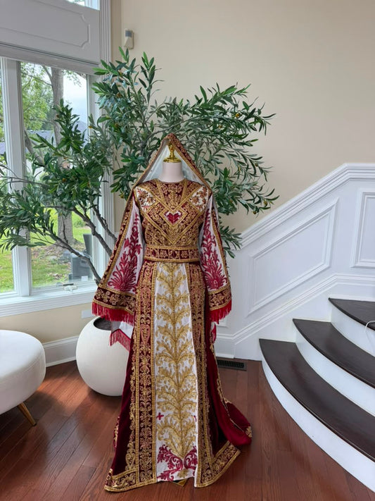 Royale Red Embroidery Tatreez Elegance Thobe