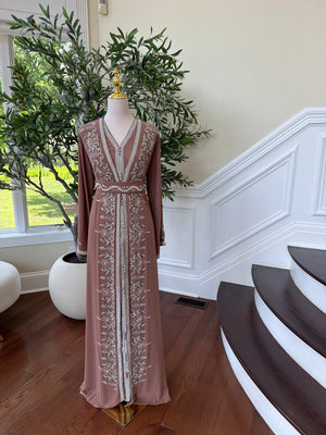 Dusty Rose Beaded Elegance Kuftan