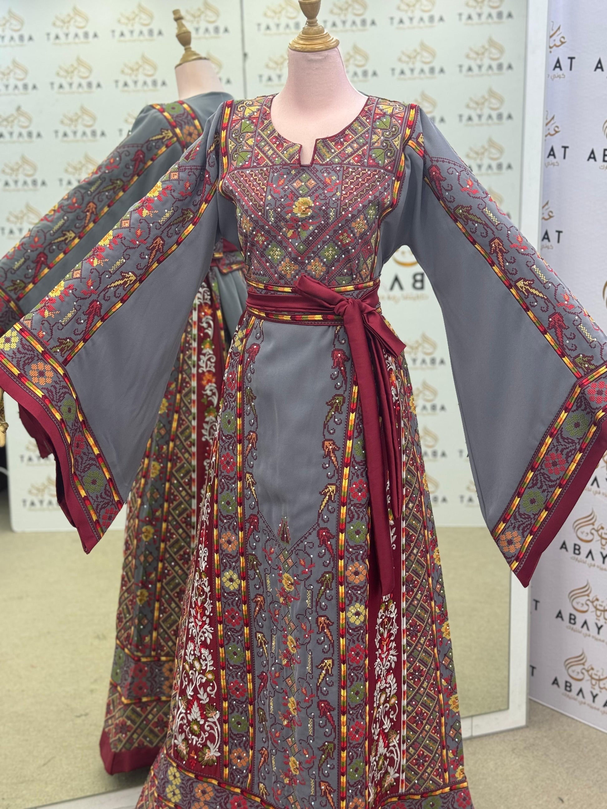 Smoky Grey Heritage Palestinian Tatreez Thobe
