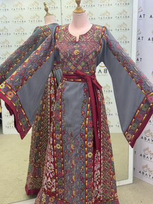 Smoky Grey Heritage Palestinian Tatreez Thobe