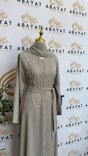 Grey Bloom Abaya