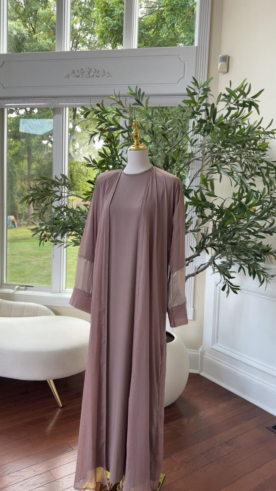 Dusty Pink Open Abaya Set – Effortless Elegance