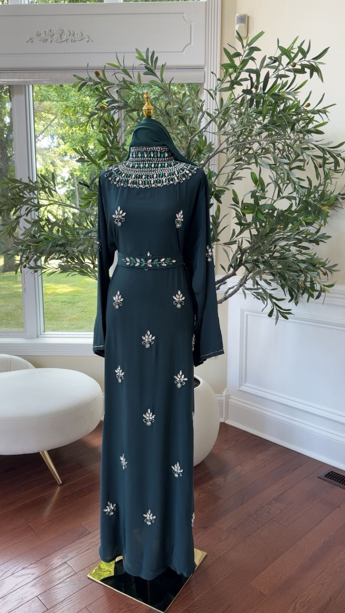Green Stone Abaya