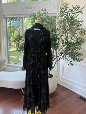 Black Ruffled Shimmer Abaya
