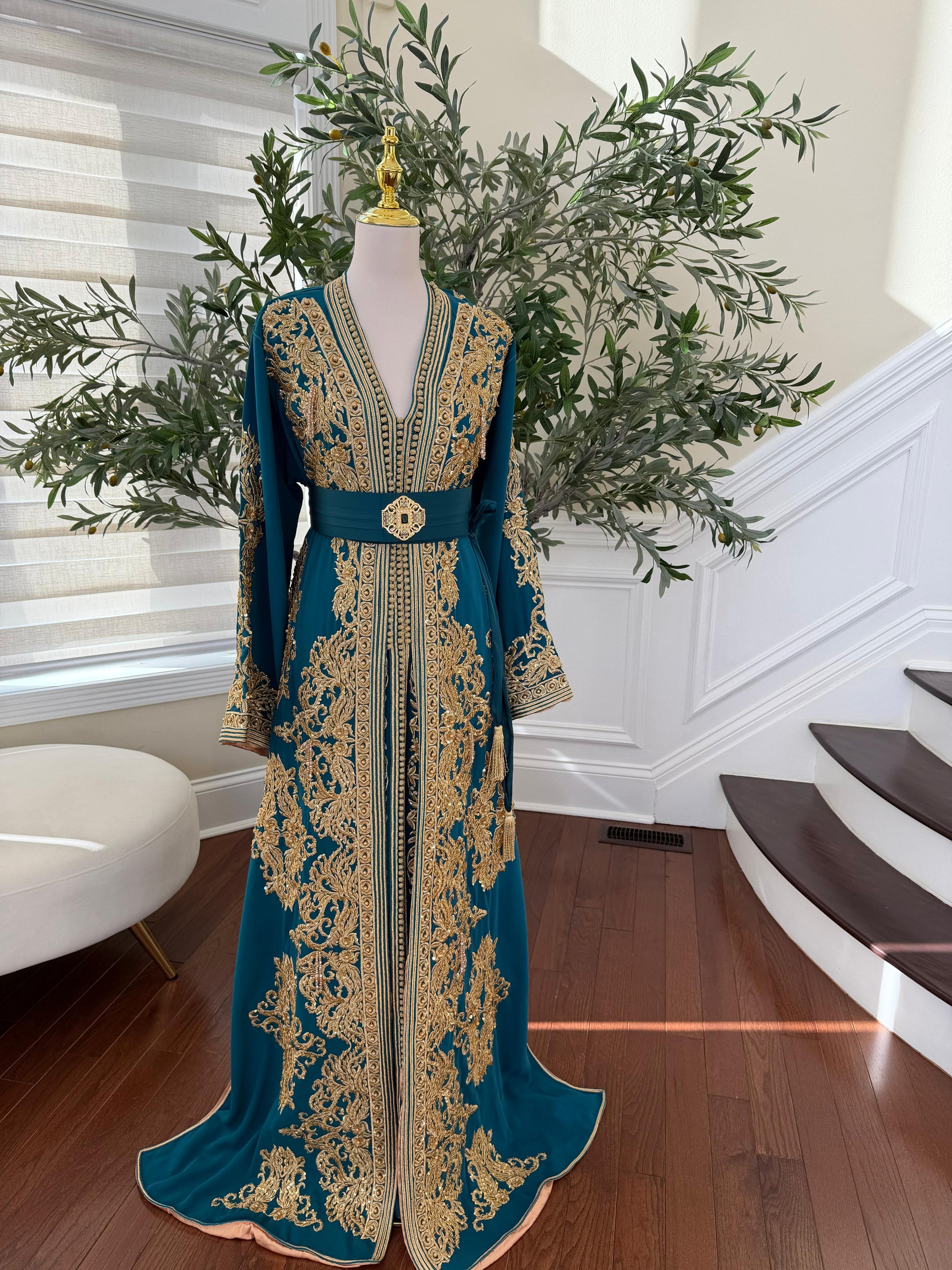 Turquoise Golden Stone Kuftan