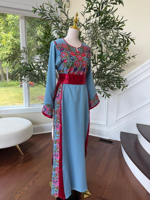 Blue Embroidery Tatreez Thobe