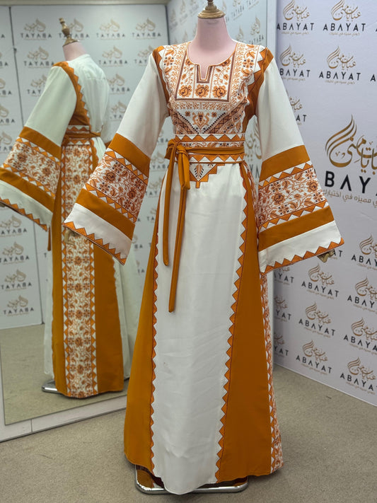 Cream & Saffron Traditional Artistry Thobe
