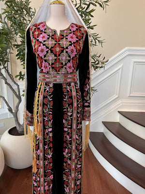 Black Velvet Stone Thobe