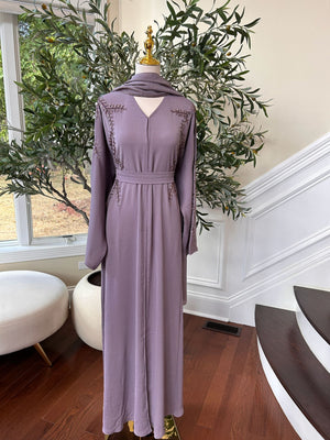 Lavender Floral Charm Elegance Abaya