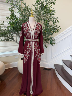 Red Royale Rose Beaded Kuftan