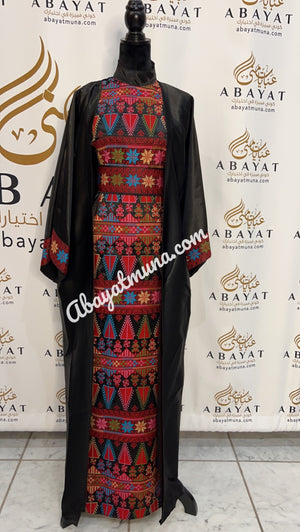 3 pieces Embroidery Bisht tatreez With Matching Dress
 #9198301