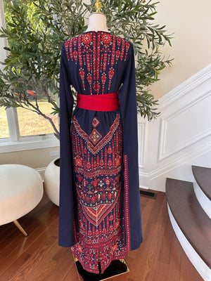Blue Embroidery Tatreez Red Thobe
