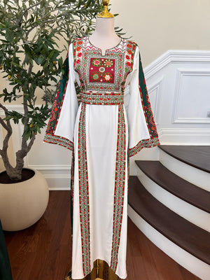 White Embroidery Tatreez Thobe