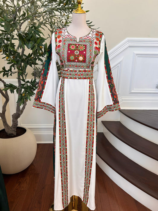 White Embroidery Tatreez Thobe
