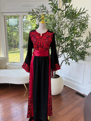 Red Tatreez Embroidery Thobe