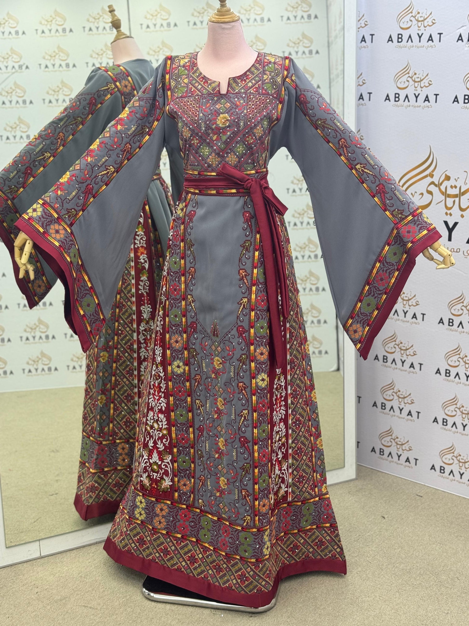 Smoky Grey Heritage Palestinian Tatreez Thobe